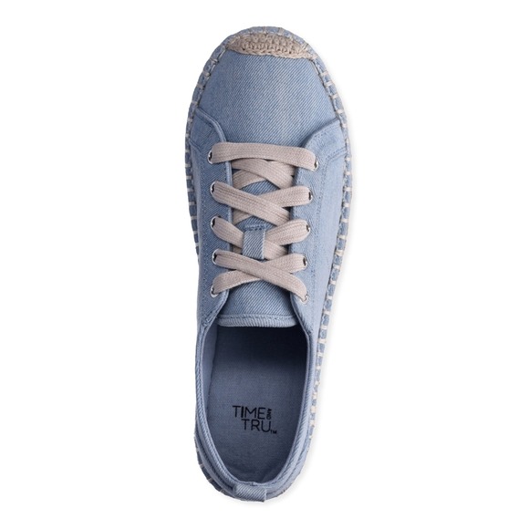 Time and Tru Womens Espadrille Sneakers Size 9.5 Denim Lace Up Lightweight Flats - Picture 2 of 6